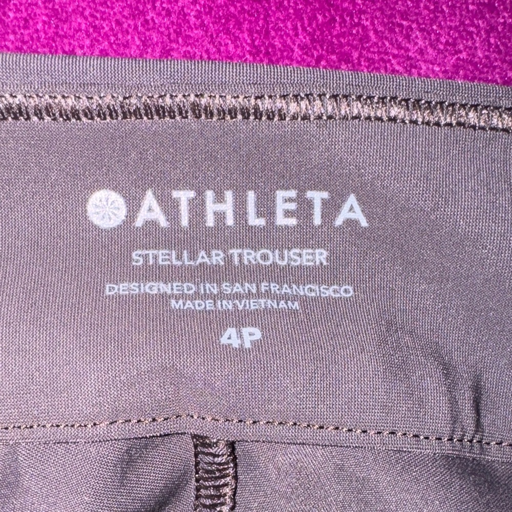 Athleta Women Brown Stellar Trouser High Rise Waist Luna Fabric Flattering Pants - Picture 4 of 7
